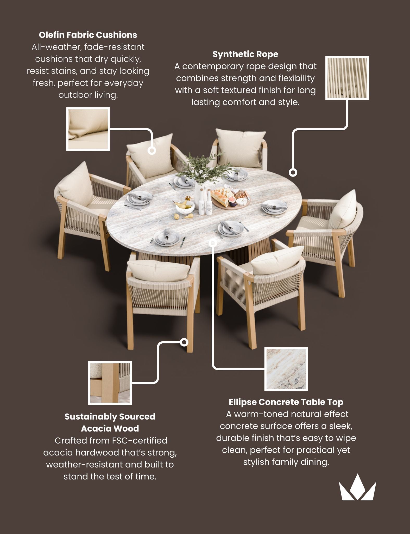 Image of Jupiter 8 Seater Ellipse D Conical Dining Set with Roma Dining Chairs