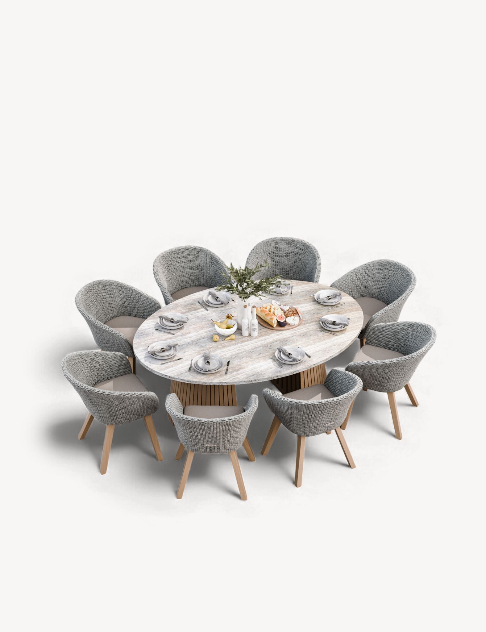 Image of Jupiter 8 Seater Ellipse D Conical Dining Set with Sol Dining Chairs