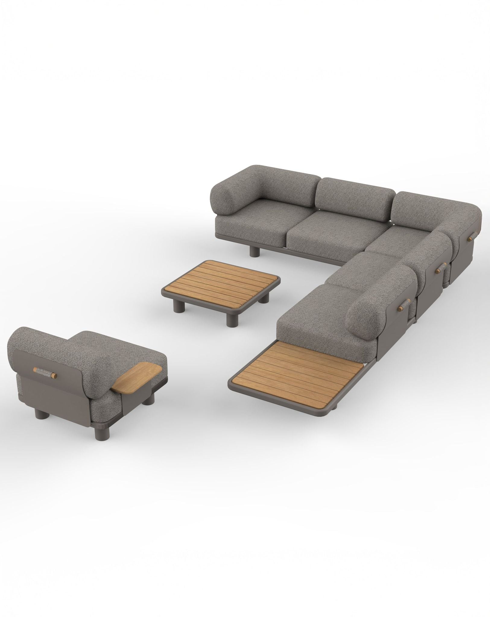 Image of LEOX Modular 5-Seater Corner Sofa Set with Coffee Table - With Complimentary Cover