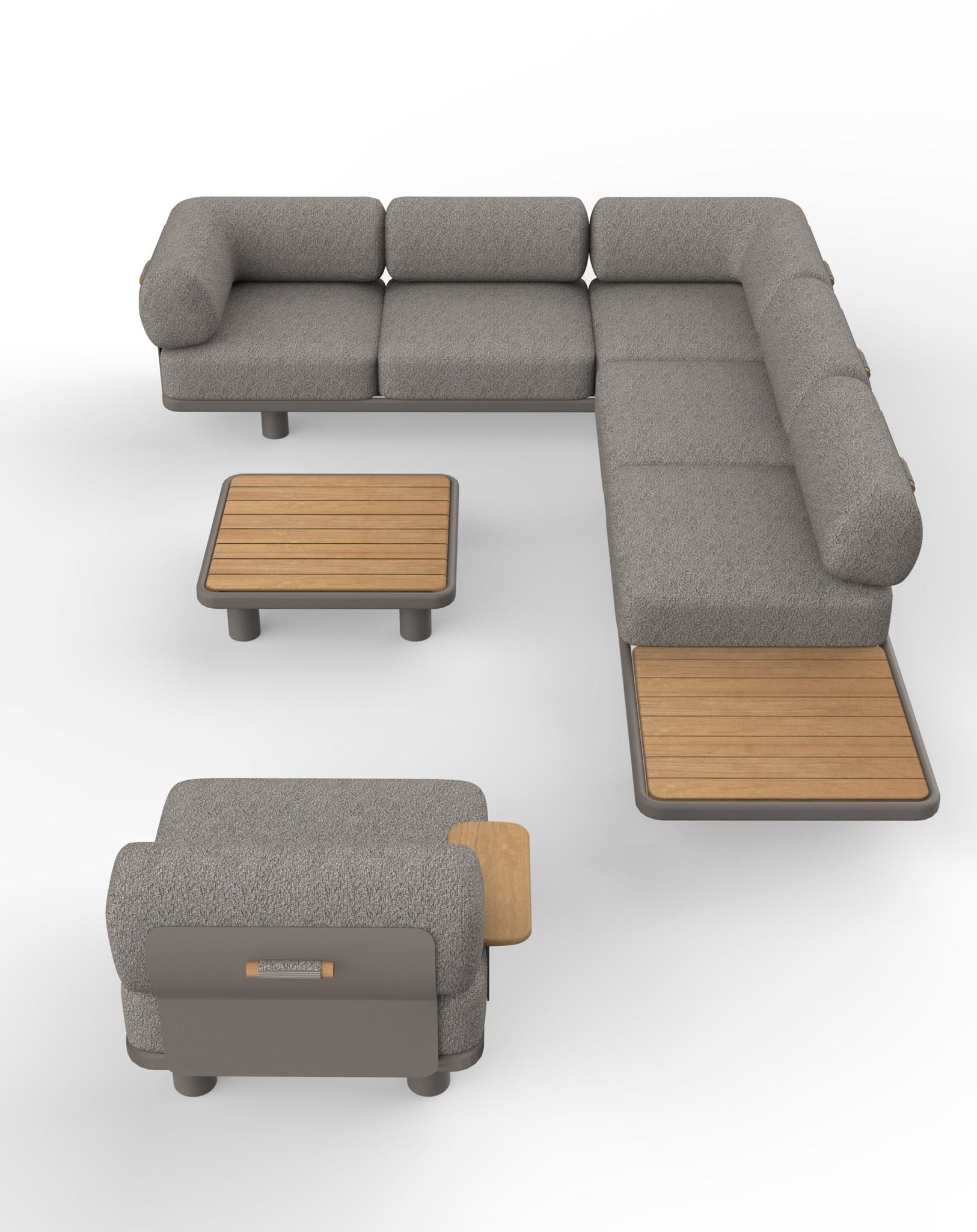 Image of LEOX Modular 5-Seater Corner Sofa Set with Coffee Table - With Complimentary Cover
