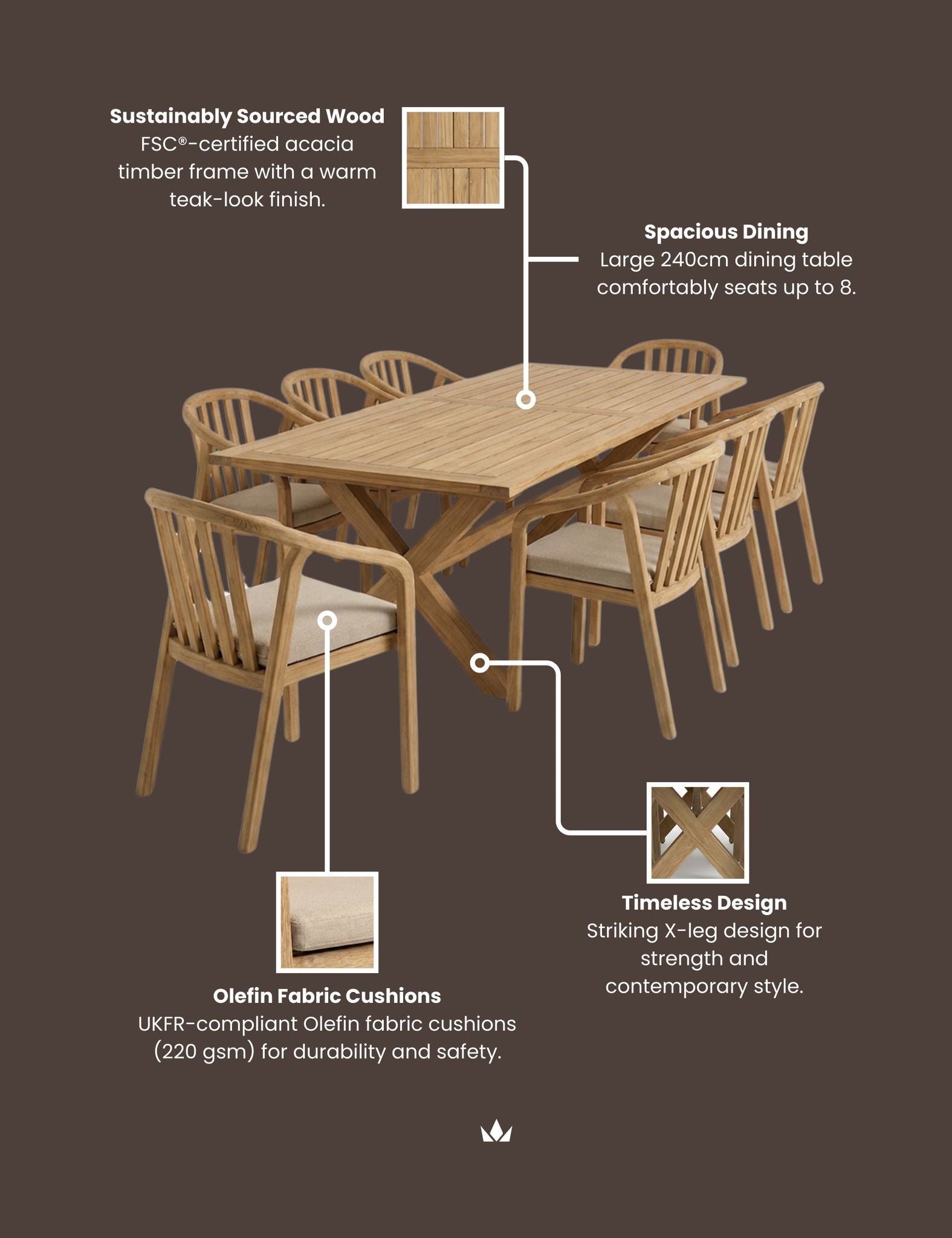 Image of LIDIA 8-Seater Dining Table with RIVEN Chairs