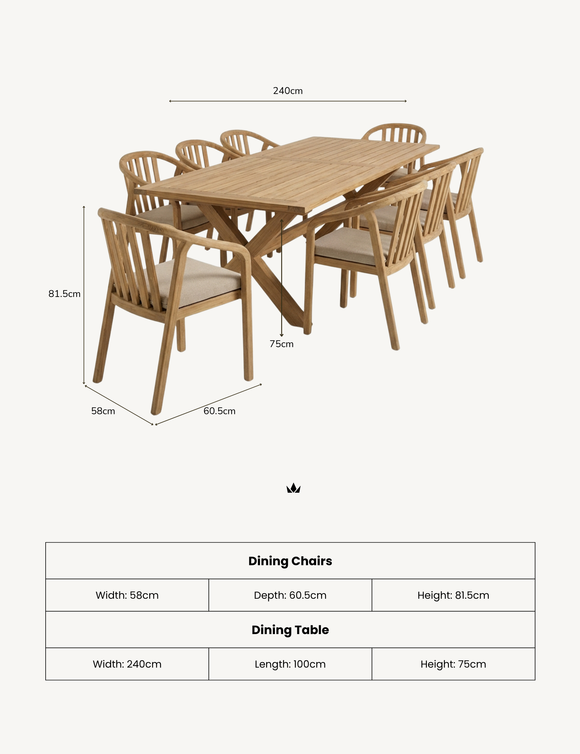 Image of LIDIA 8-Seater Dining Table with RIVEN Chairs