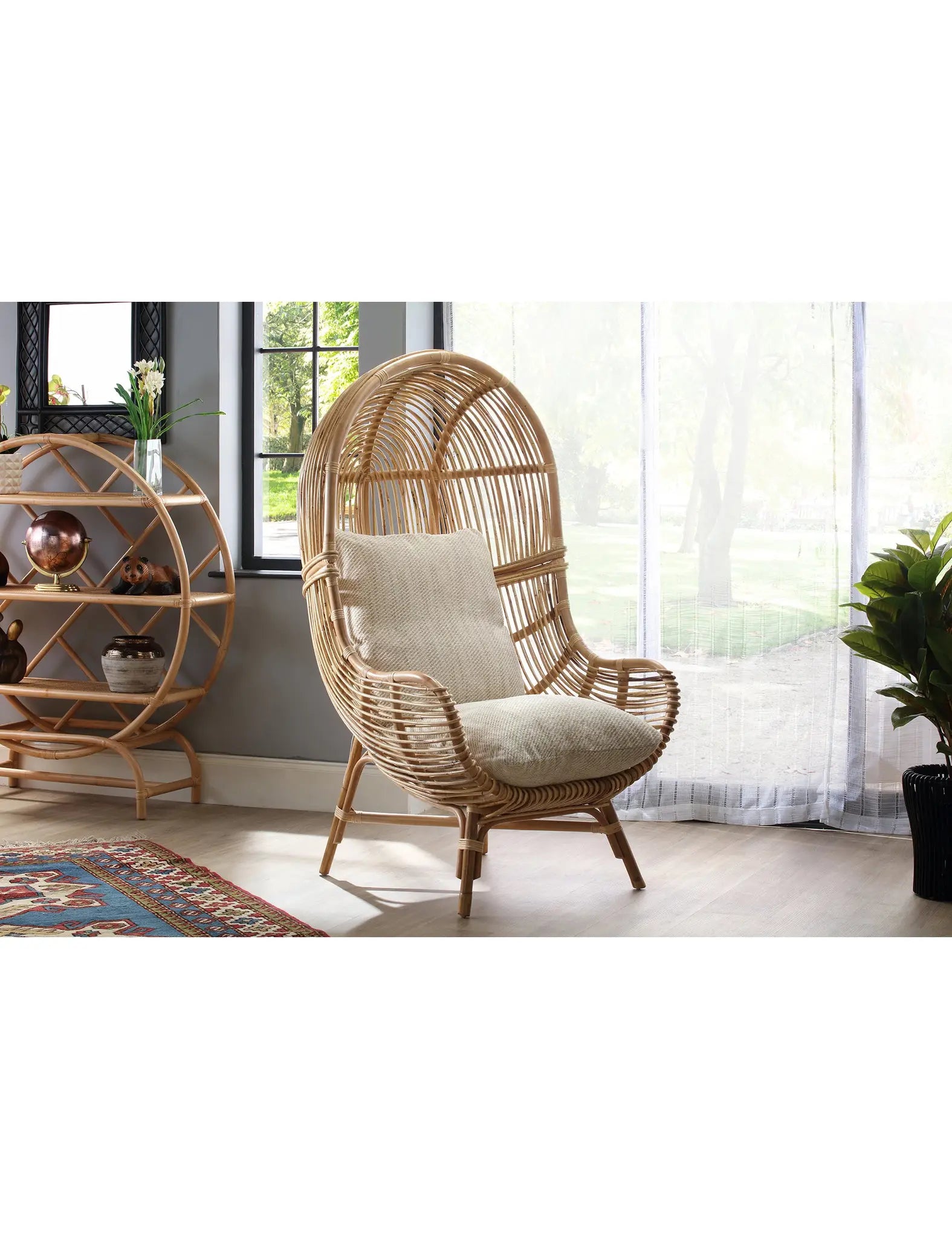 Image of Palermo Natural Rattan Chair in Jasper Beige/Cream Fabric