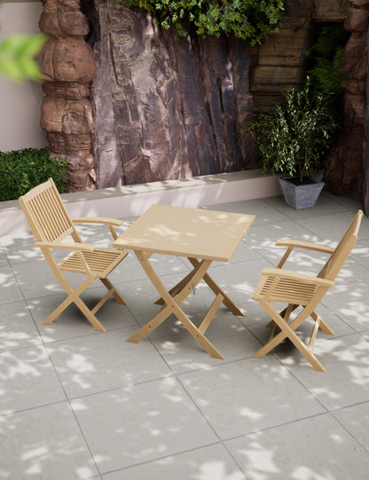 London 2 Seater Square Folding Bistro Set with London Folding Armchairs