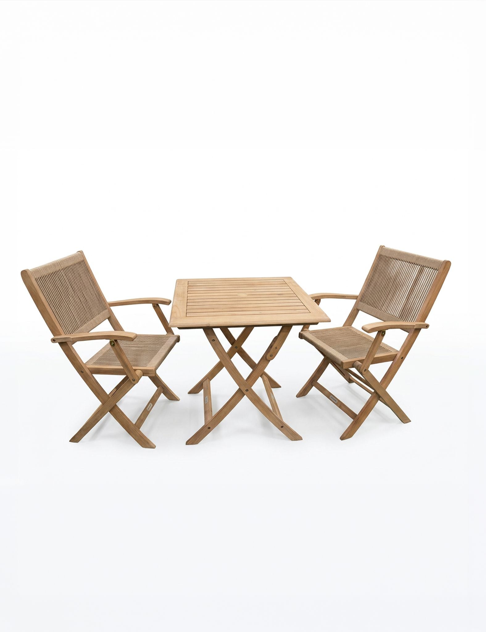 Image of Wooden outdoor table and chairs set on a white background