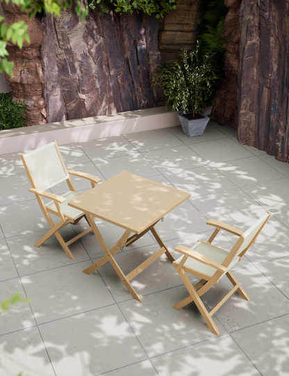 London 2 Seater Square Folding Bistro Set with London Rope Folding Armchairs