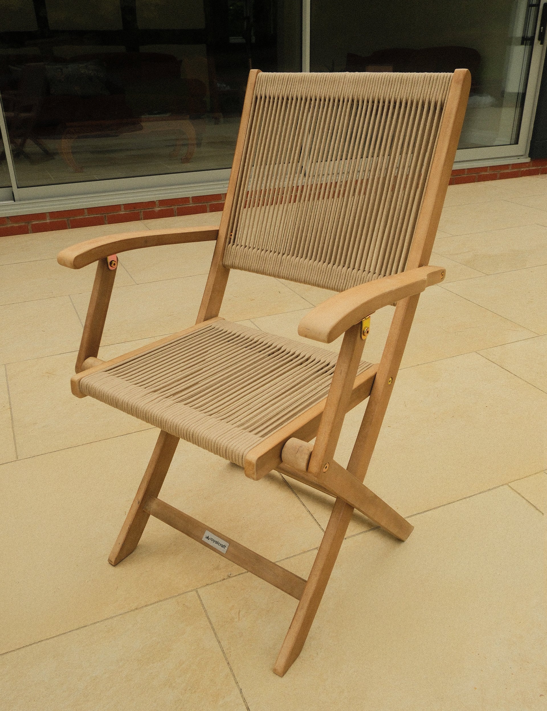 London 2 Seater Square Folding Bistro Set with London Rope Folding Armchairs