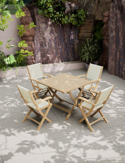 London 4 Seater Square Folding Set with London Rope Folding Armchairs