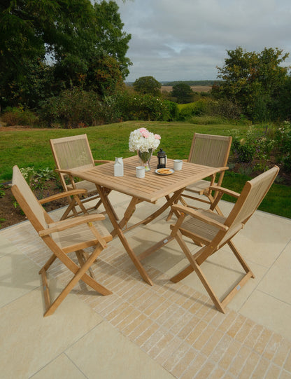 London 4 Seater Square Folding Set with London Rope Folding Armchairs