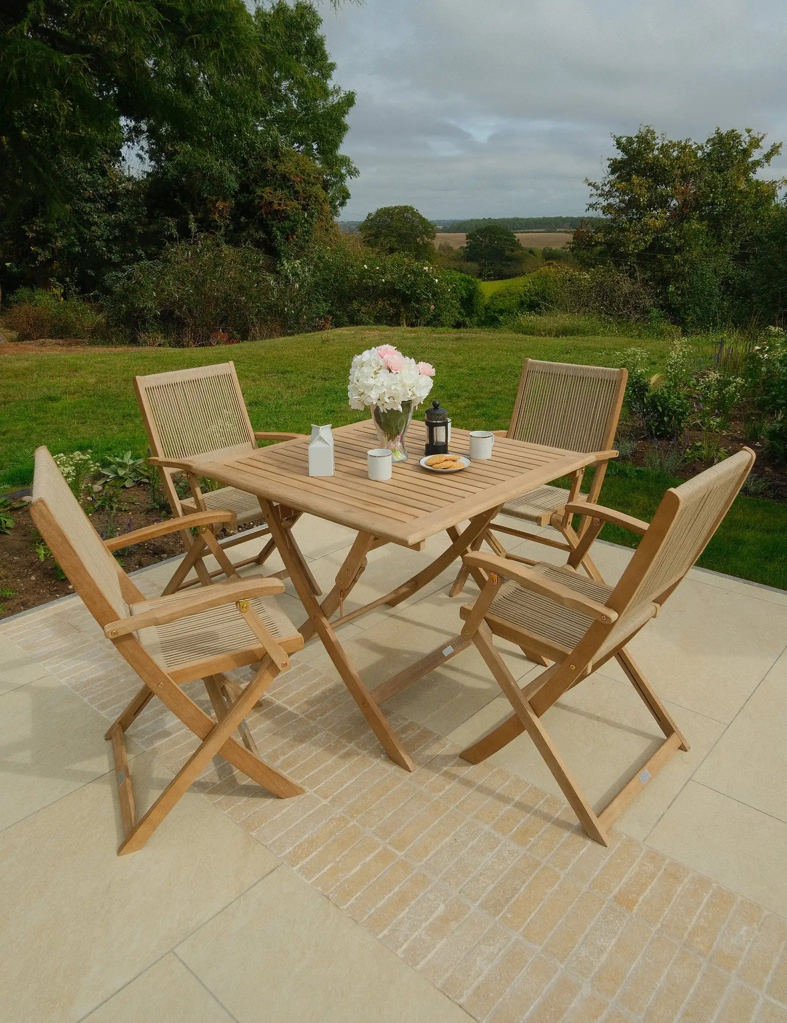 Image of London 4 Seater Square Folding Set with London Rope Folding Armchairs