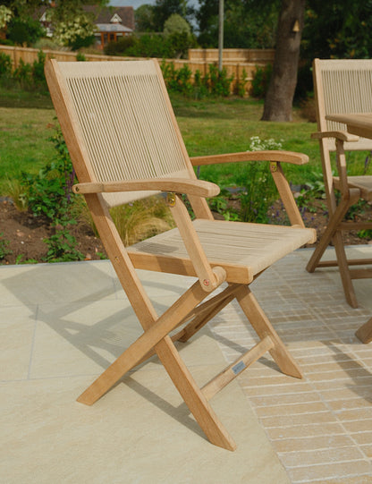 London 4 Seater Square Folding Set with London Rope Folding Armchairs