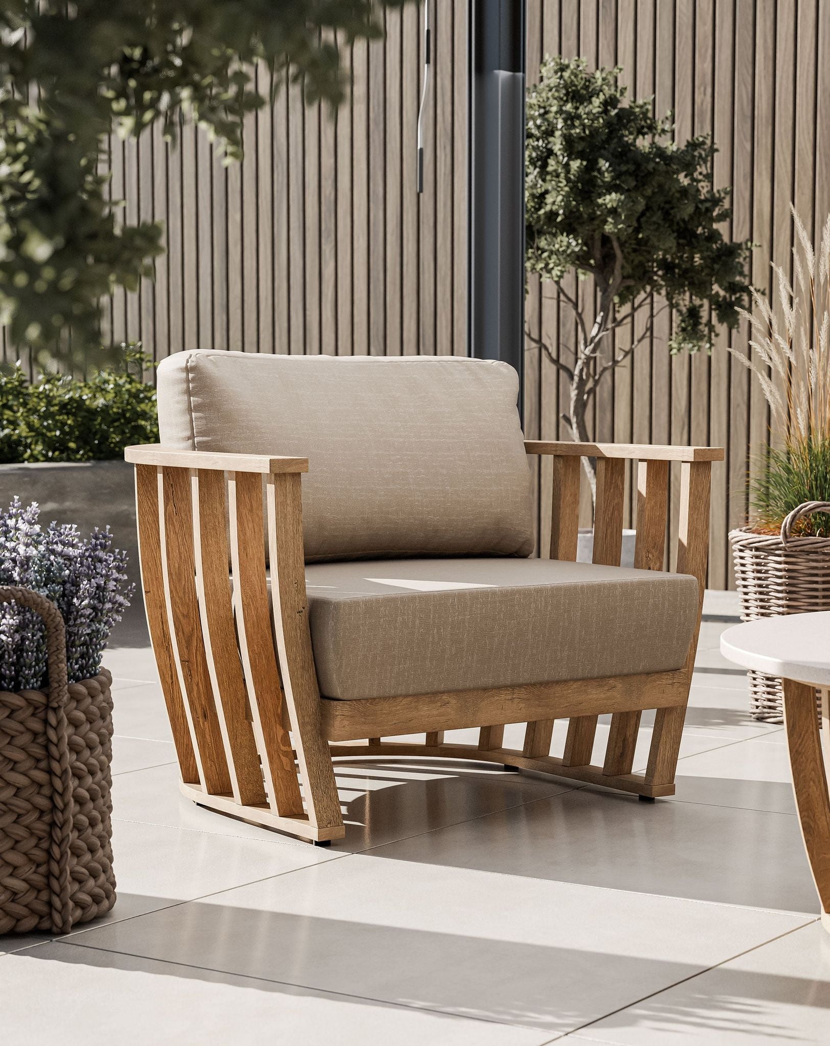 Image of LUCCA 5-Seater Wood Lounging Set with Coffee Table