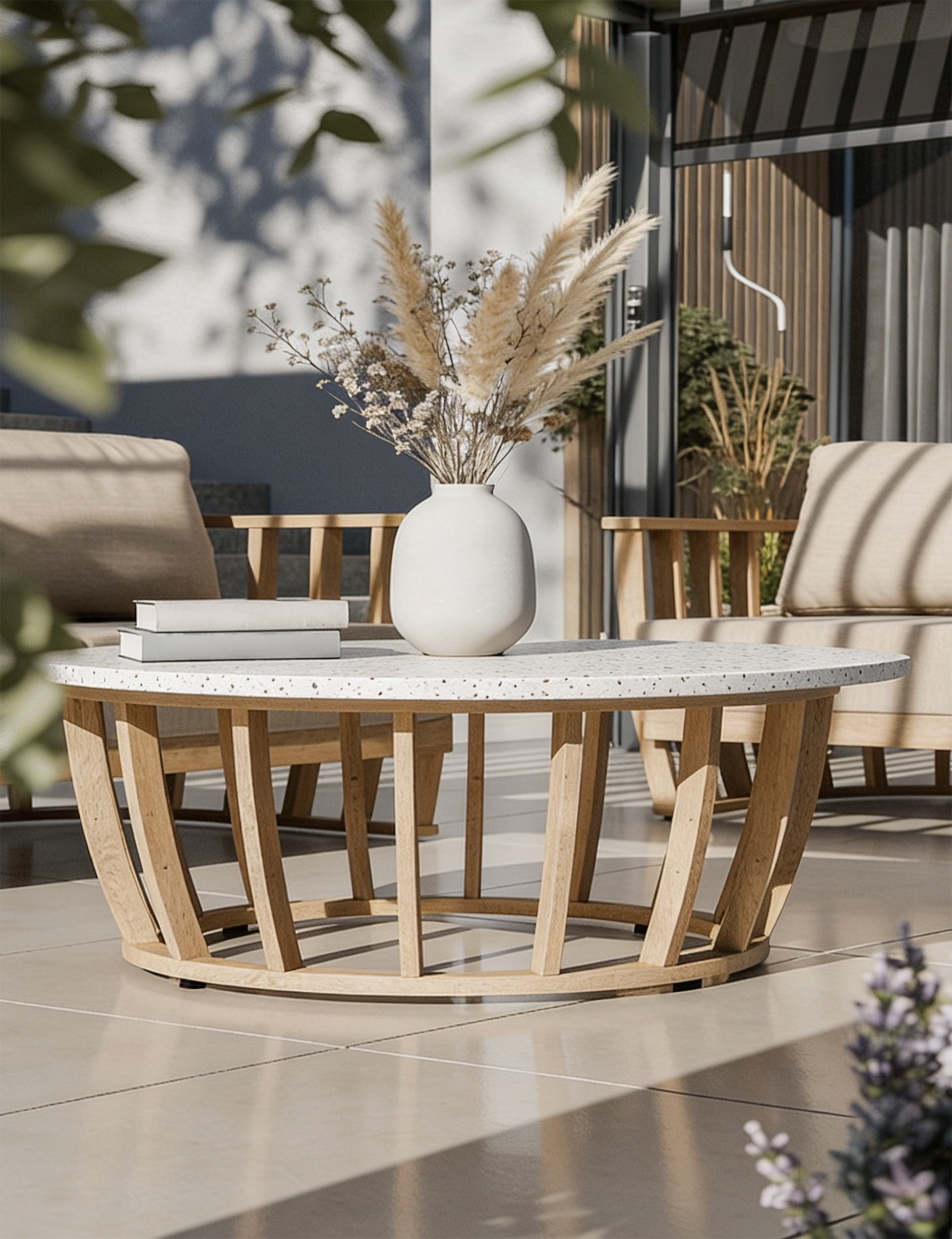 Image of LUCCA 5-Seater Wood Lounging Set with Coffee Table
