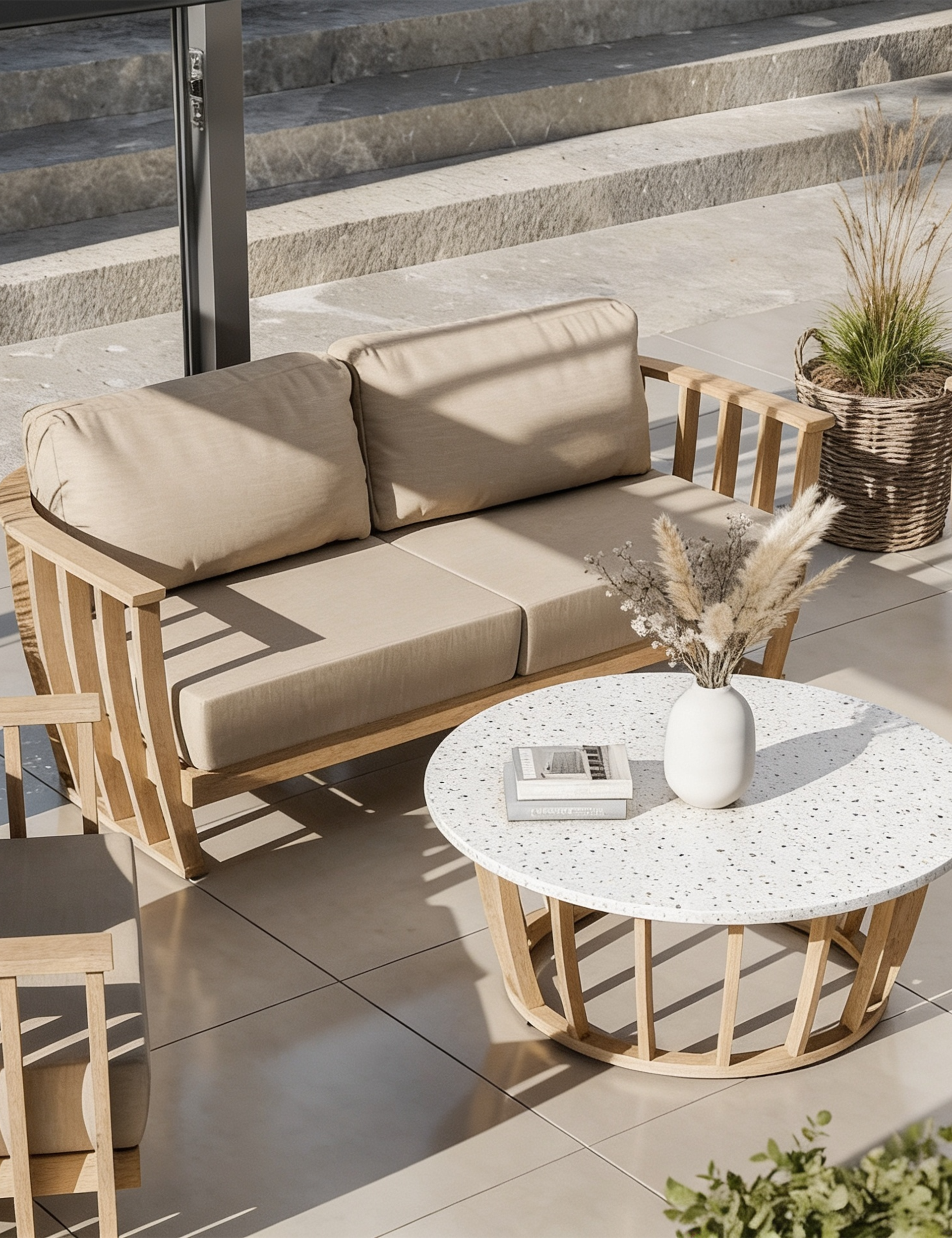 Image of LUCCA 5-Seater Wood Lounging Set with Coffee Table