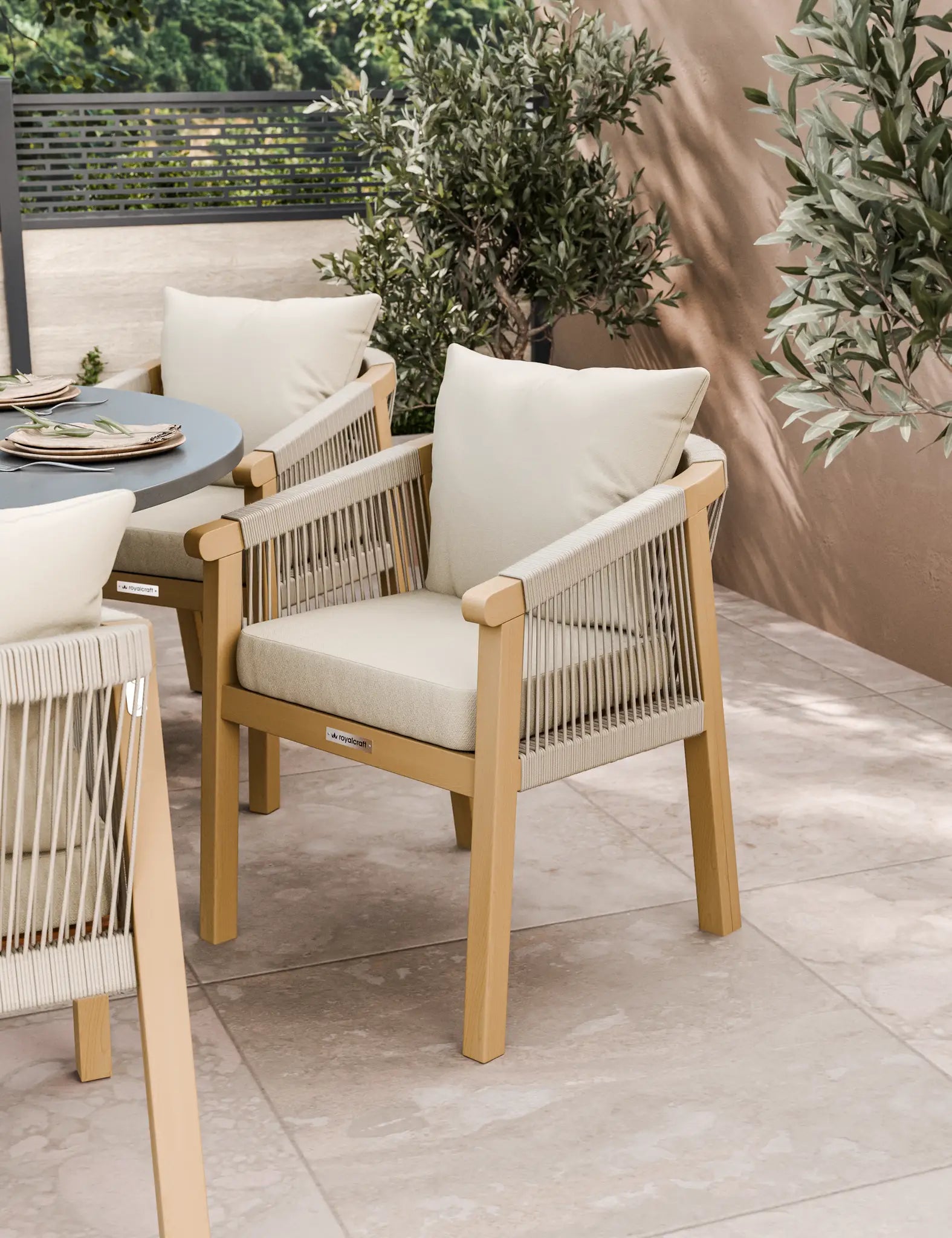 Luna 6 Seater Concrete Dining Set with Roma Dining Chairs