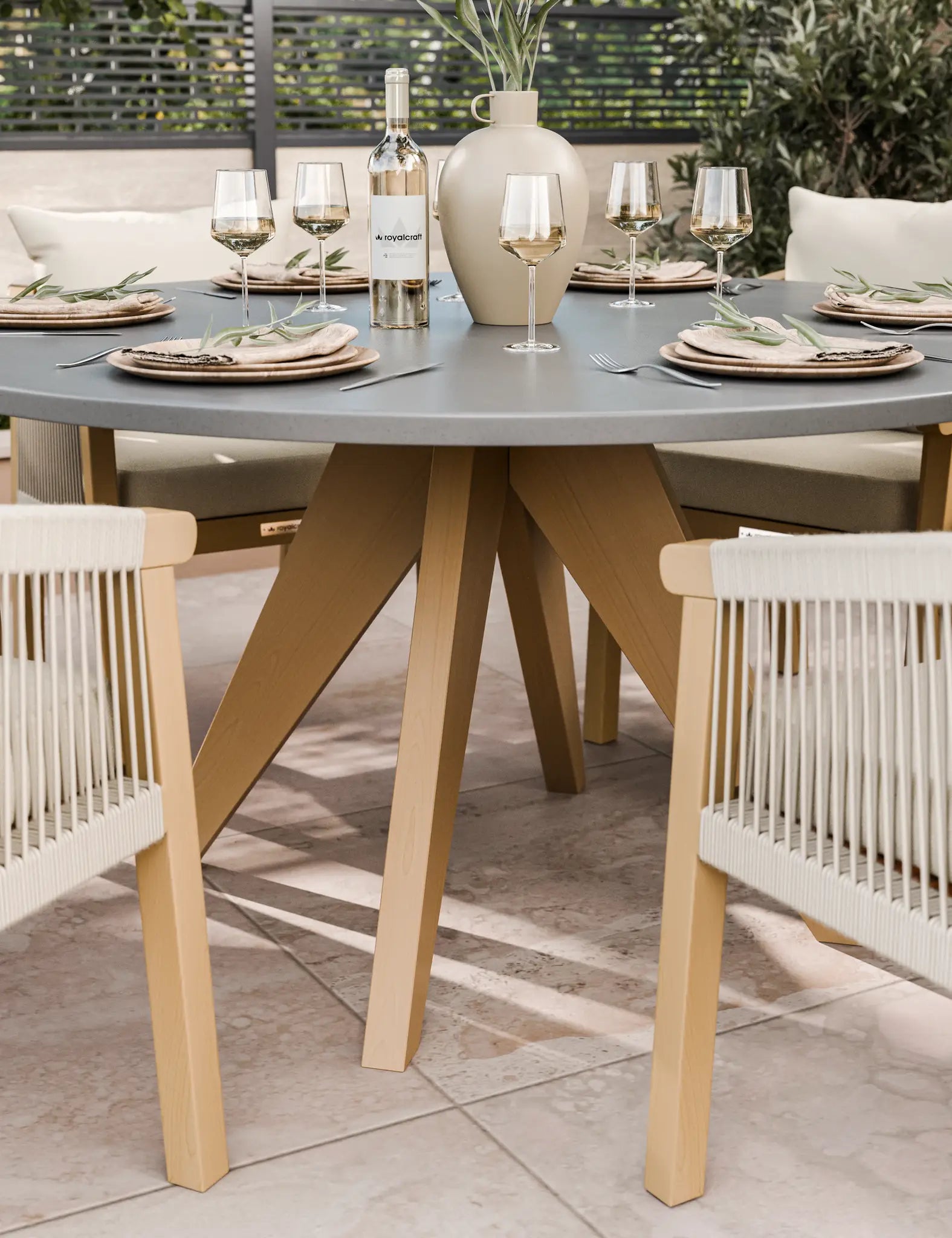 Luna 6 Seater Concrete Dining Set with Roma Dining Chairs