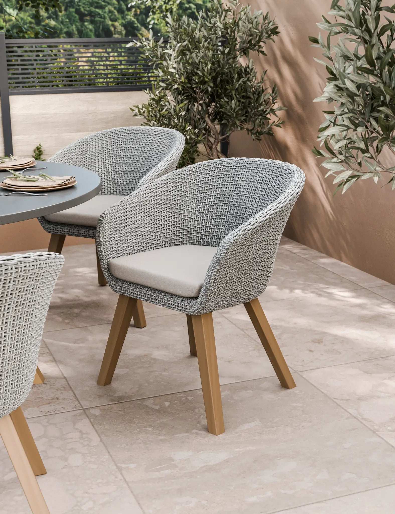 Image of Luna 6 Seater Concrete Dining Set with Sol Dining Chairs
