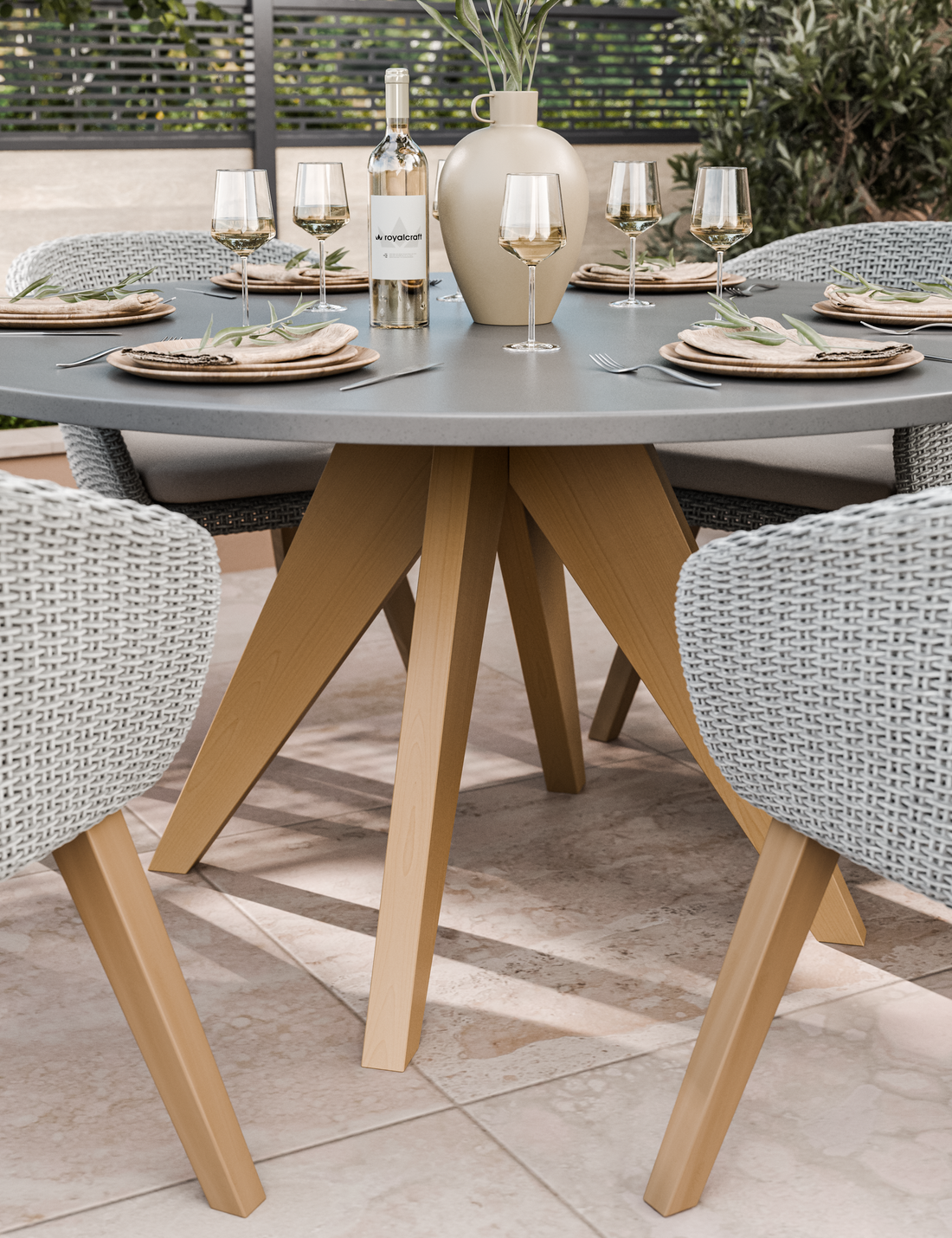Luna 6 Seater Concrete Dining Set with Sol Dining Chairs