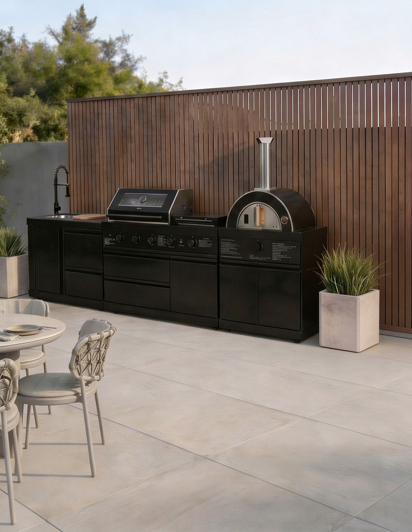 Image of Luxe Outdoor Kitchen 5 Burner with Sink and Pizza Oven