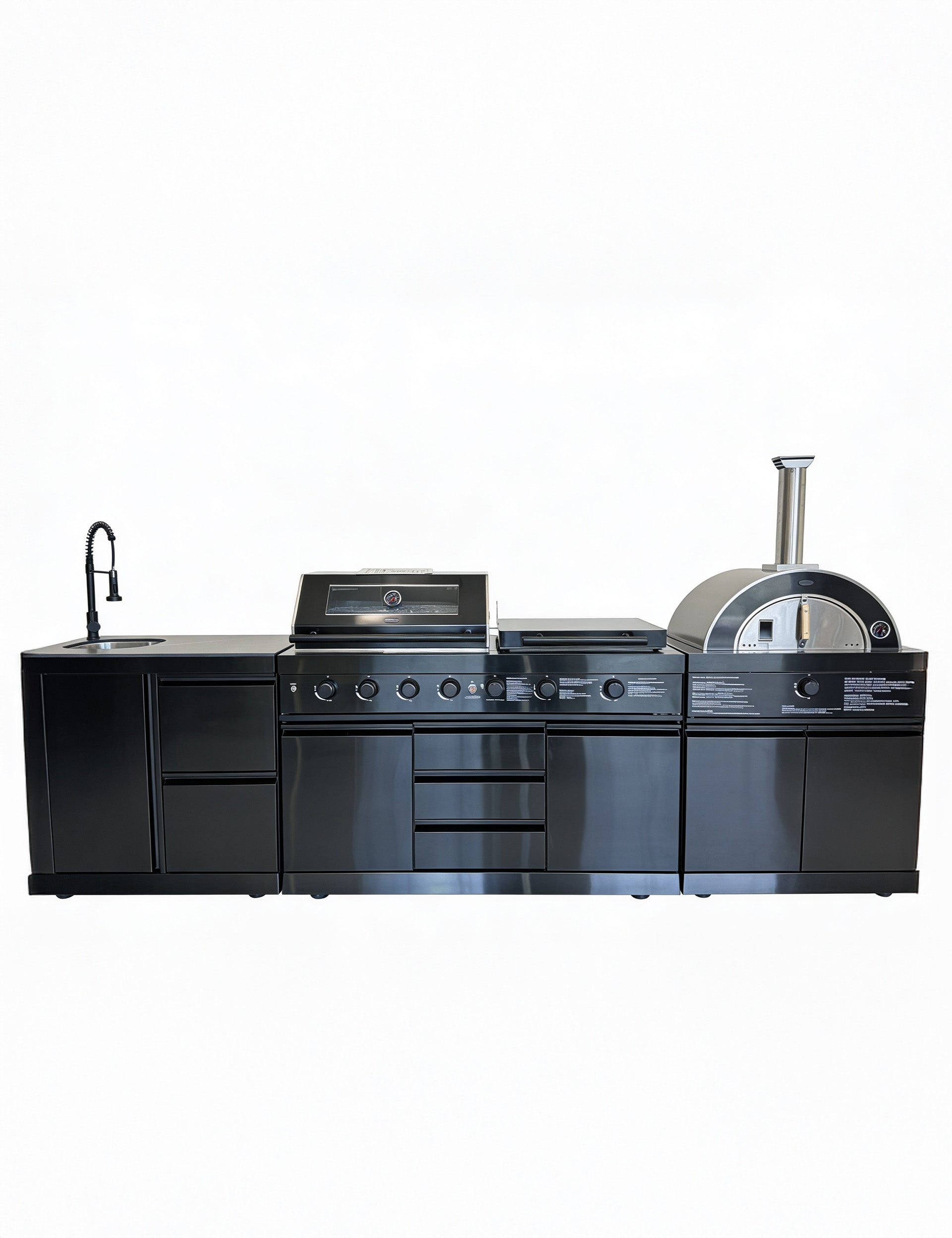 Image of Luxe Outdoor Kitchen 5 Burner with Sink and Pizza Oven