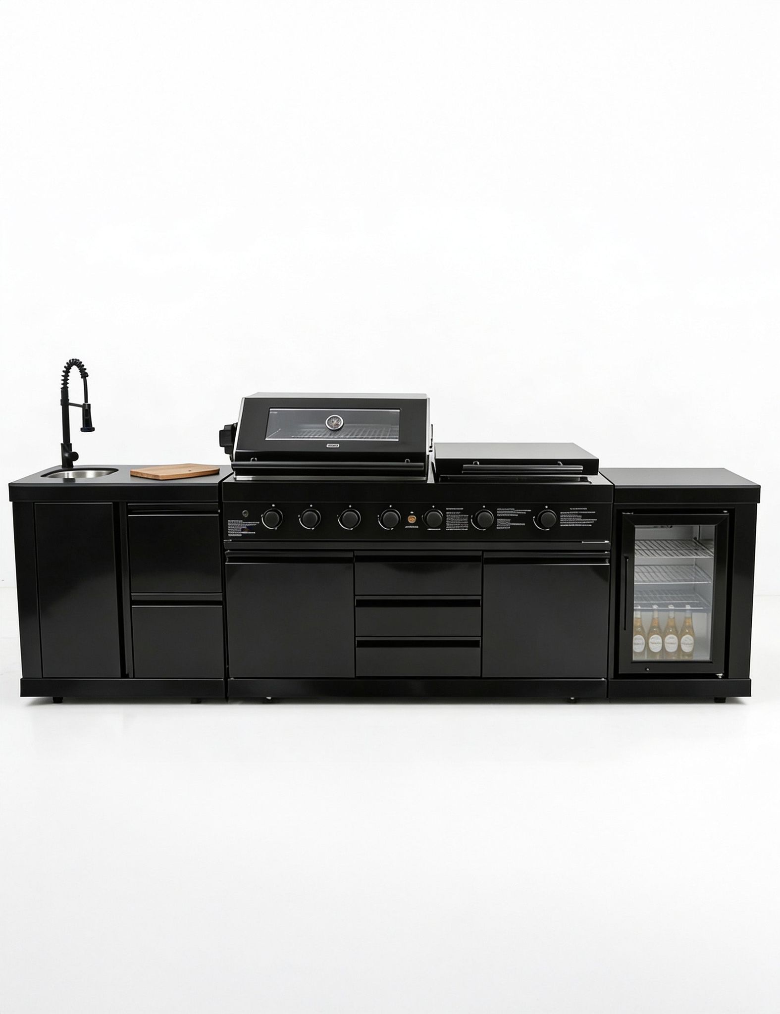 Image of Luxe Outdoor Kitchen 7 Burner with Sink and Fridge