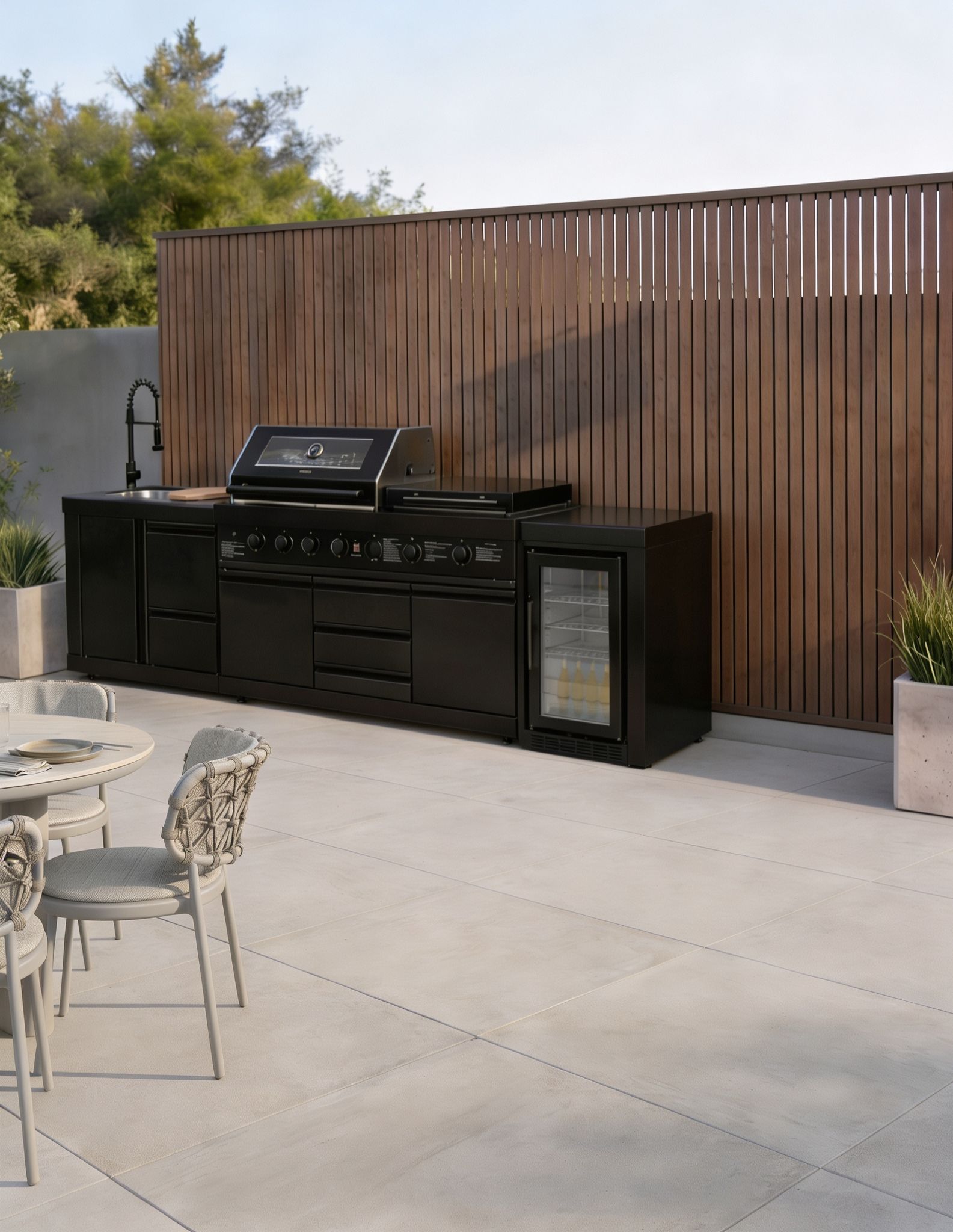 Image of Luxe Outdoor Kitchen 7 Burner with Sink and Fridge