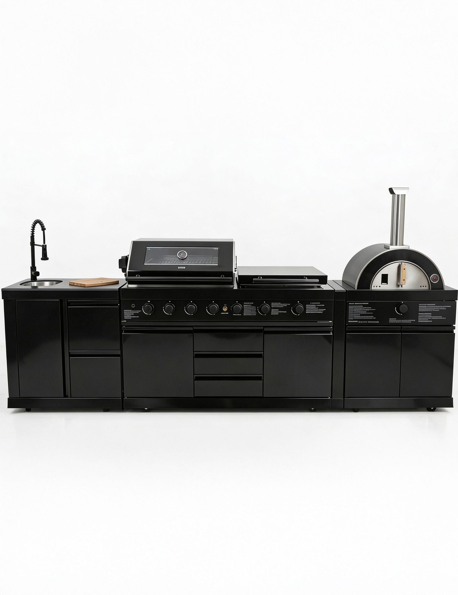 Image of Luxe Outdoor Kitchen 7 Burner with Sink and Pizza Oven