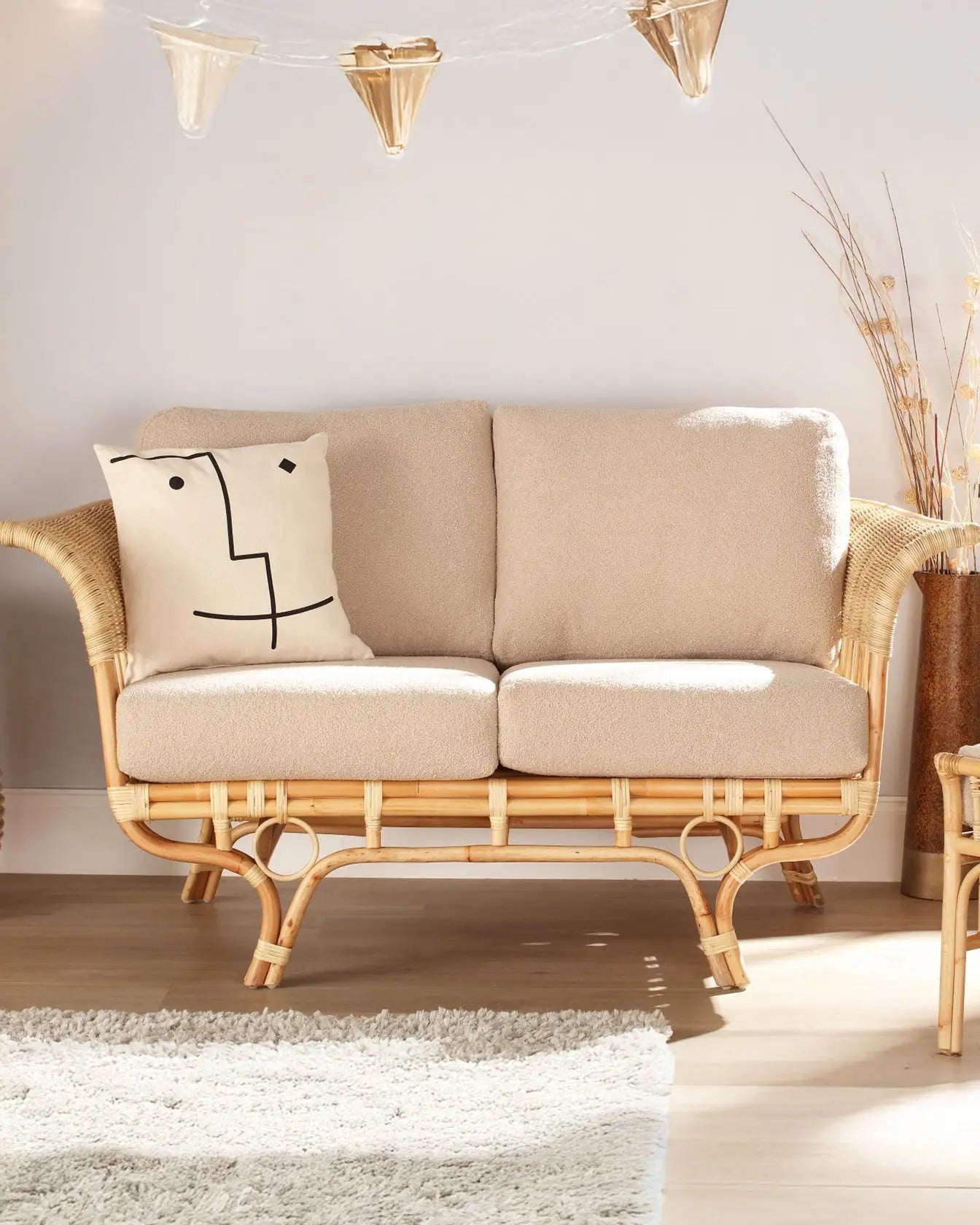 Kyoto 2 Seater Rattan Sofa in Latte