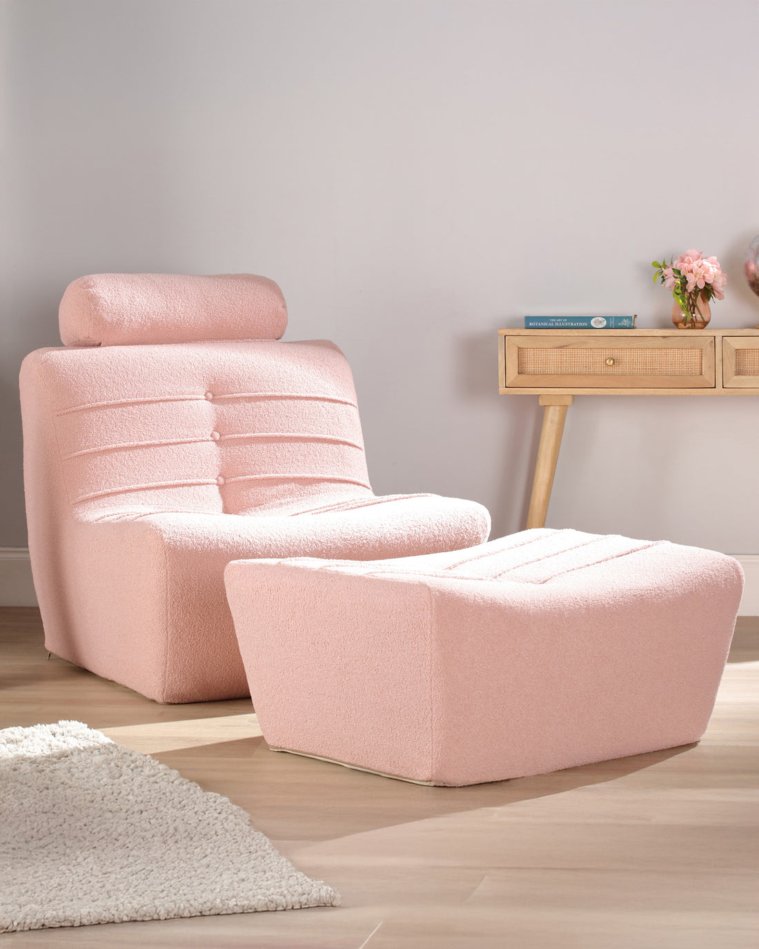 Arlo Pink Boucle Comfortable UK Made Chair