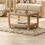 Santorini Handmade Wicker Coffee Table with Storage Shelf