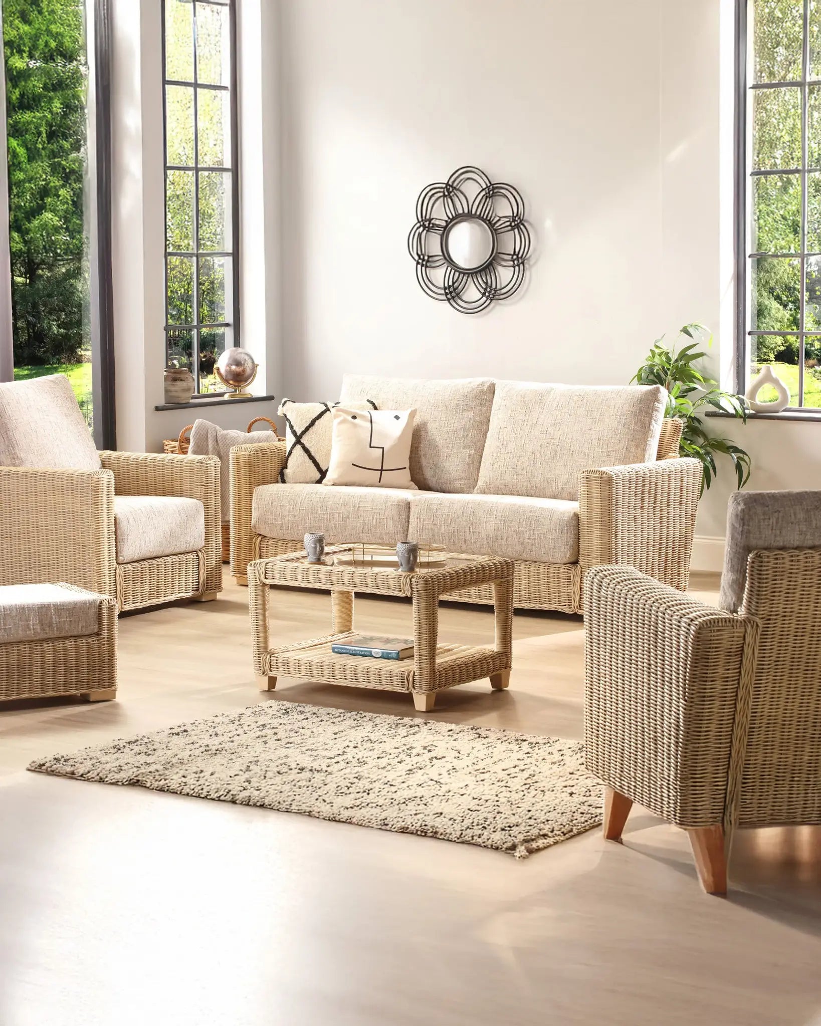Santorini 3 Seater Conservatory 3 Piece Sofa Set - Modern Rattan