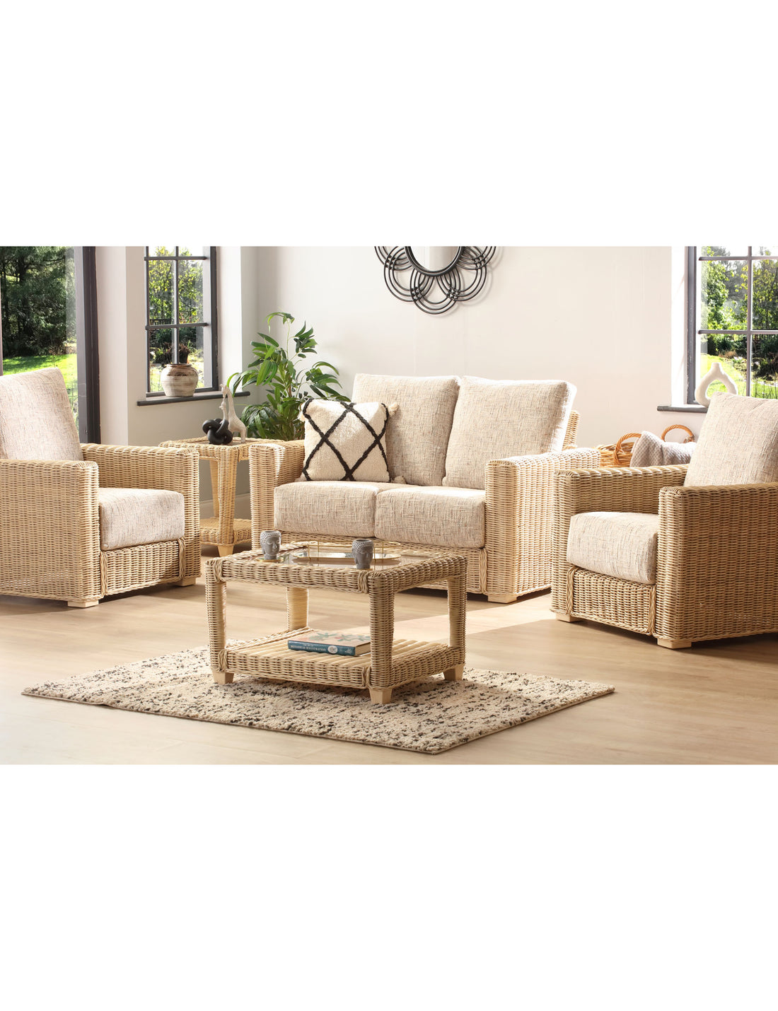 Santorini 2 Seater 3 Piece Conservatory Sofa Suite- Modern Rattan