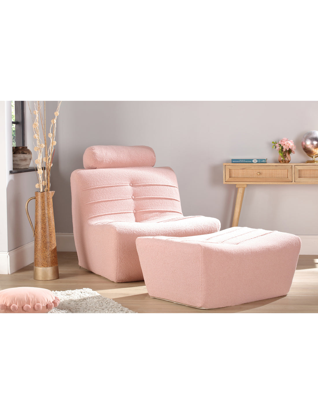 Arlo Pink Boucle Comfortable UK Made Chair