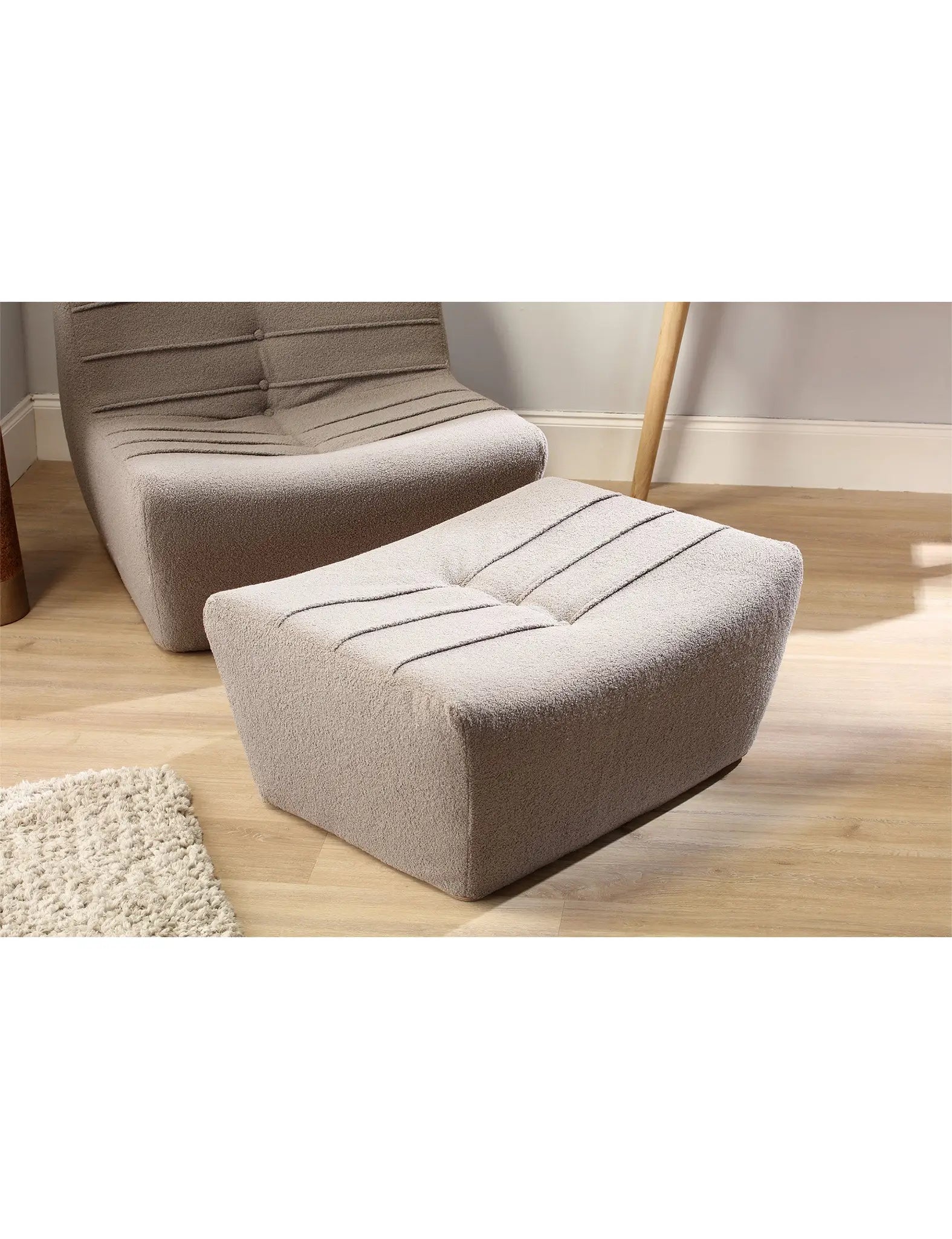 Image of Arlo Grey Boucle Footstool