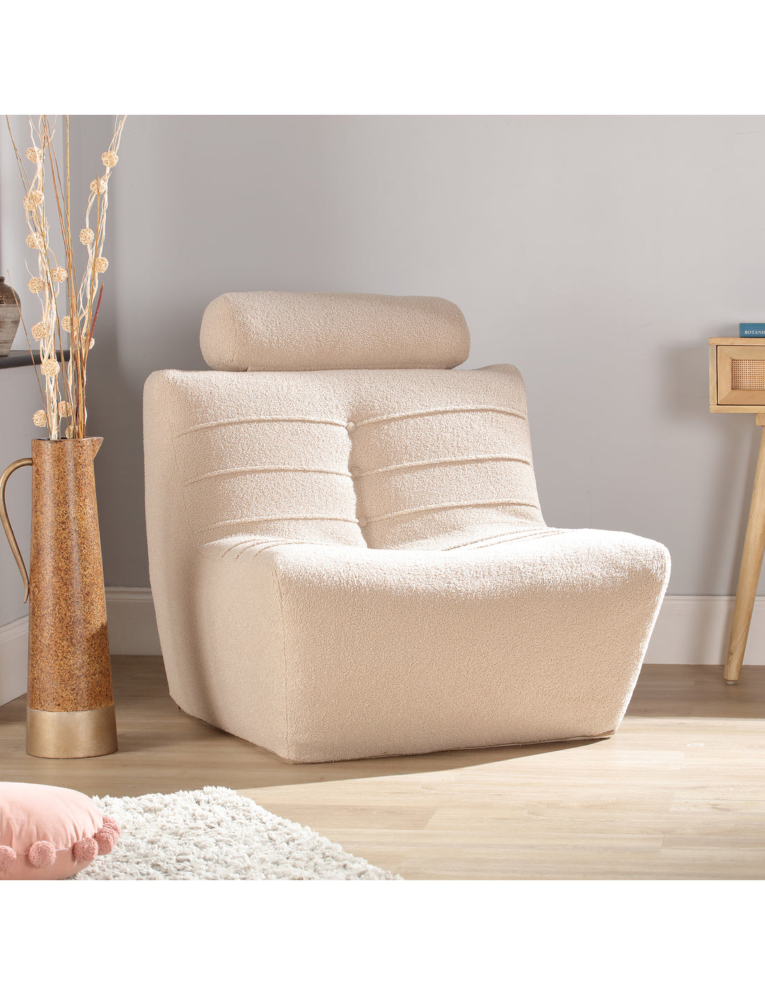 Arlo Latte Boucle Cuddle Chair by Desser