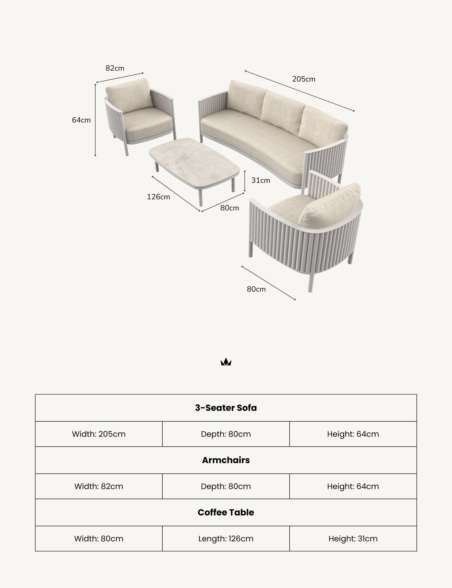 Image of MALI 5-Seater Lounging Set with Coffee Table