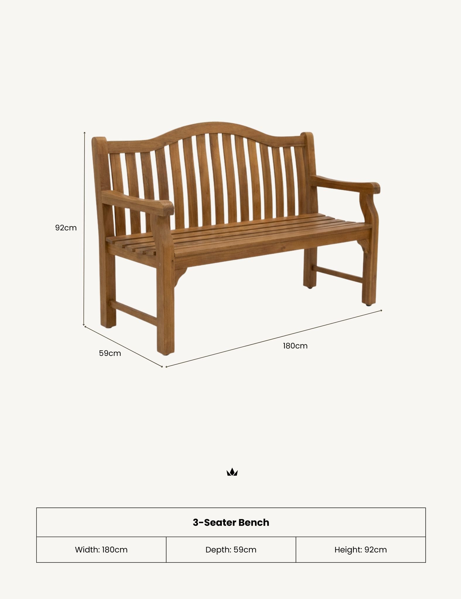 Image of MARIA Large 3-Seater Bench (180cm)