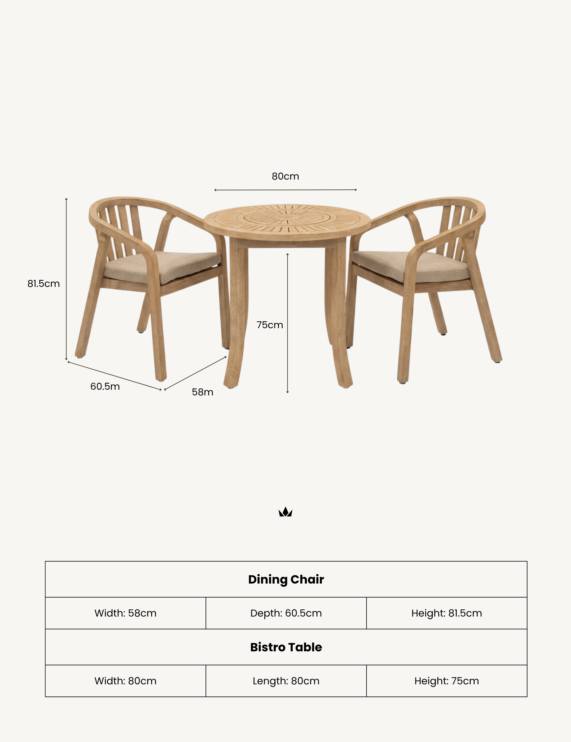 Image of MARIS 2-Seater Round Bistro Dining Set