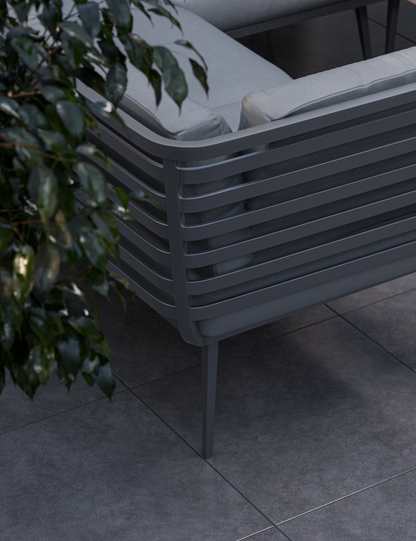 Mayfair Corner Lounging Set with Fire Pit Table and 2 Benches