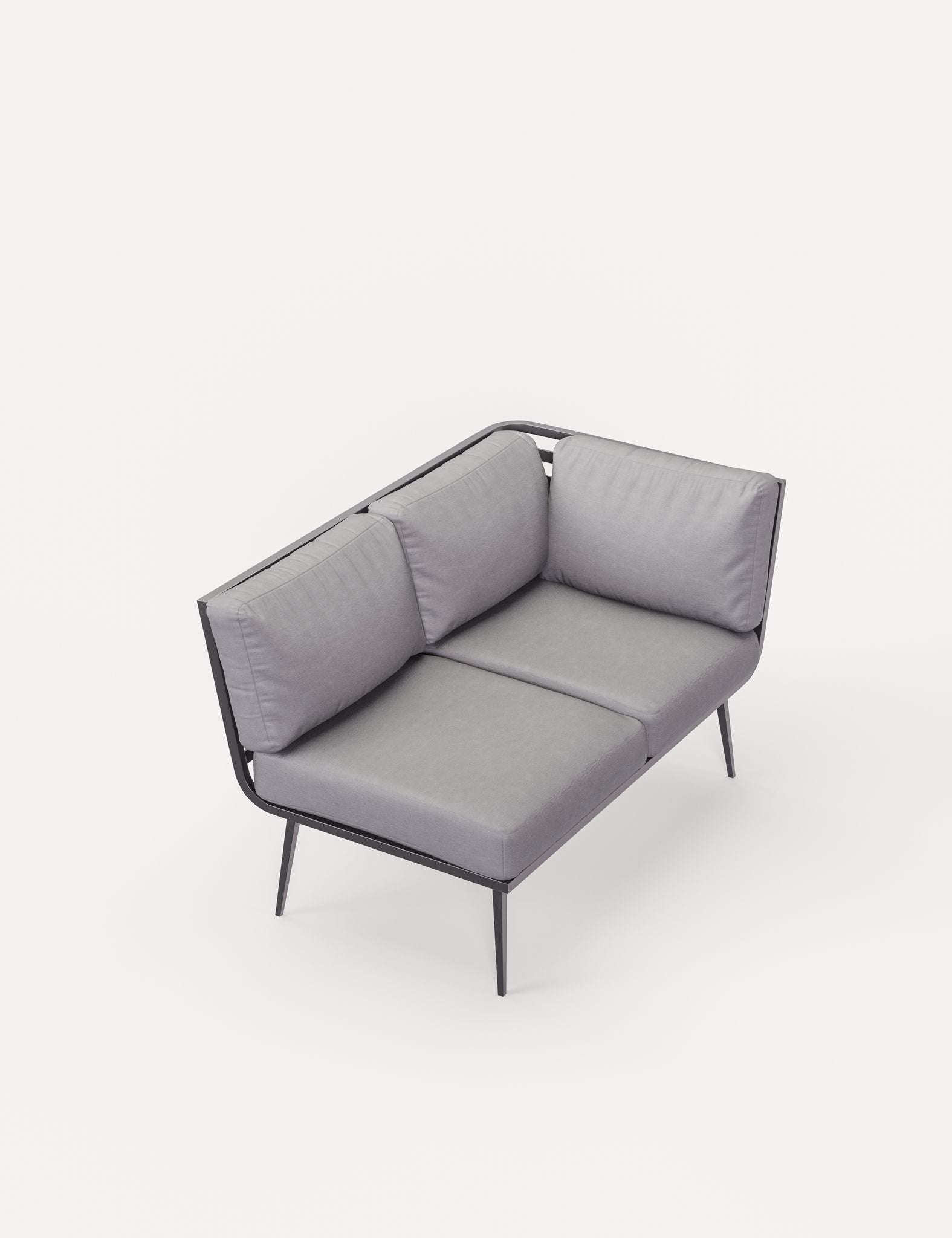 Image of Modern outdoor sofa with gray cushions on a white background