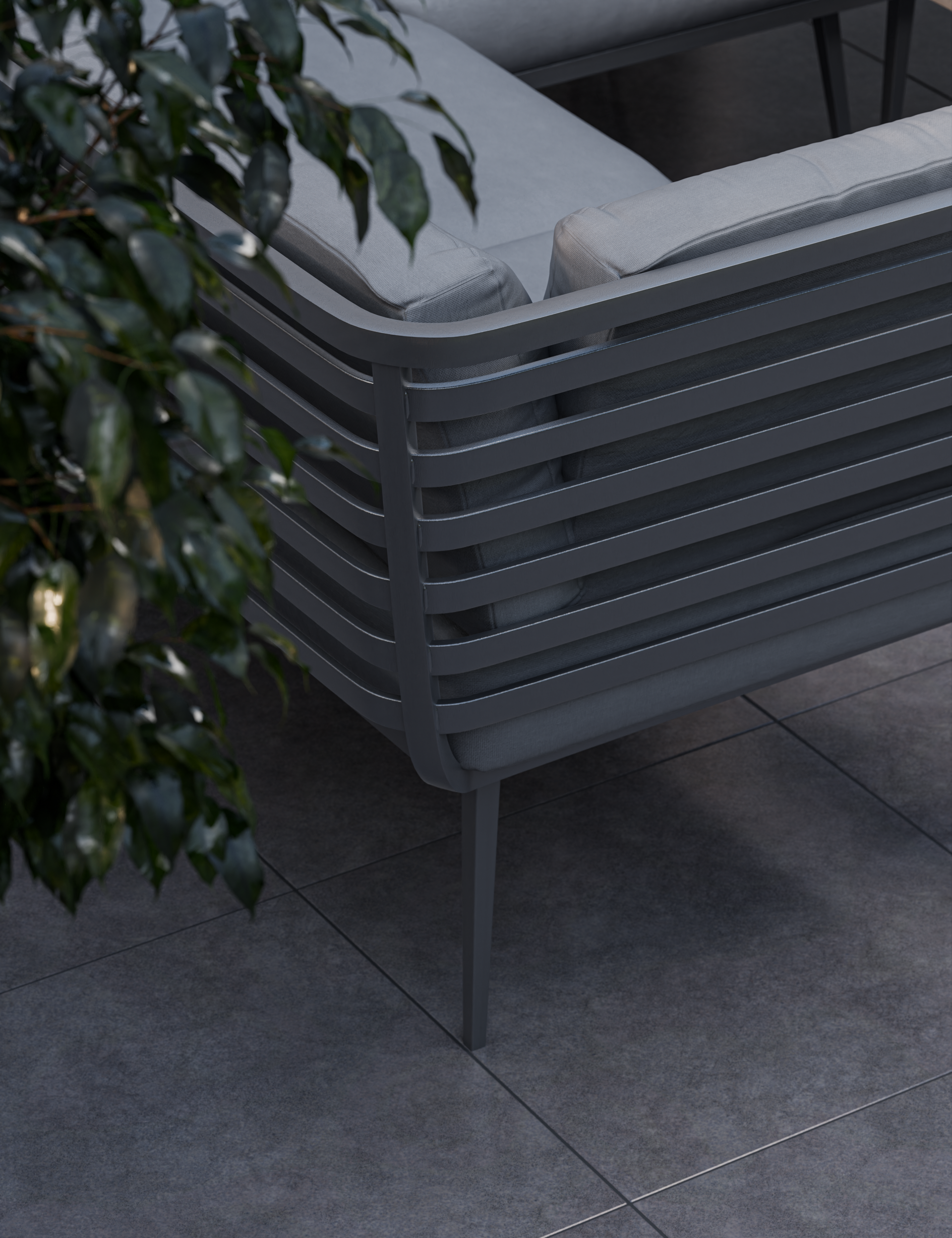 Mayfair Corner Lounging Set with Fire Pit Table and 2 Benches