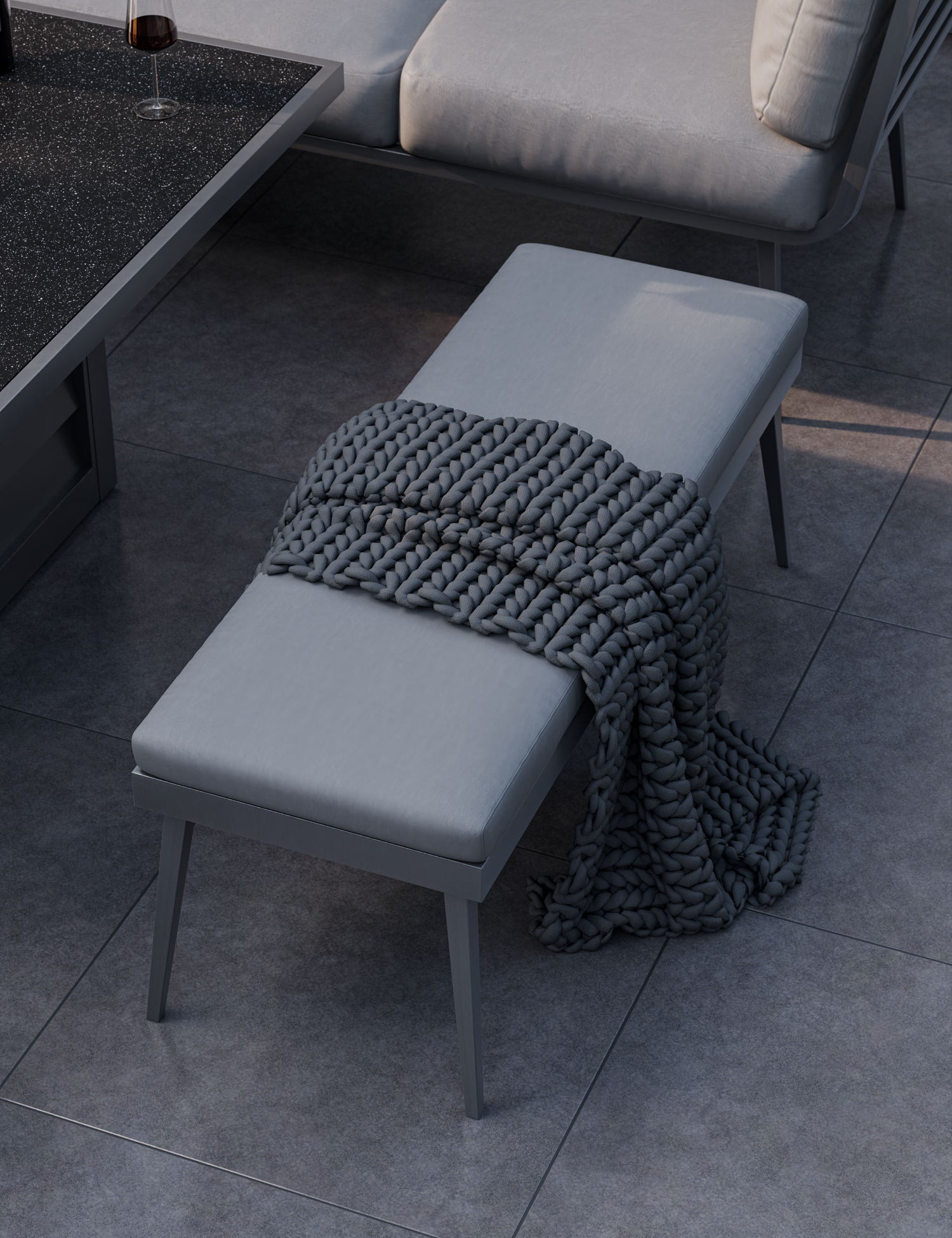 Mayfair Corner Lounging Set with Fire Pit Table and 2 Benches