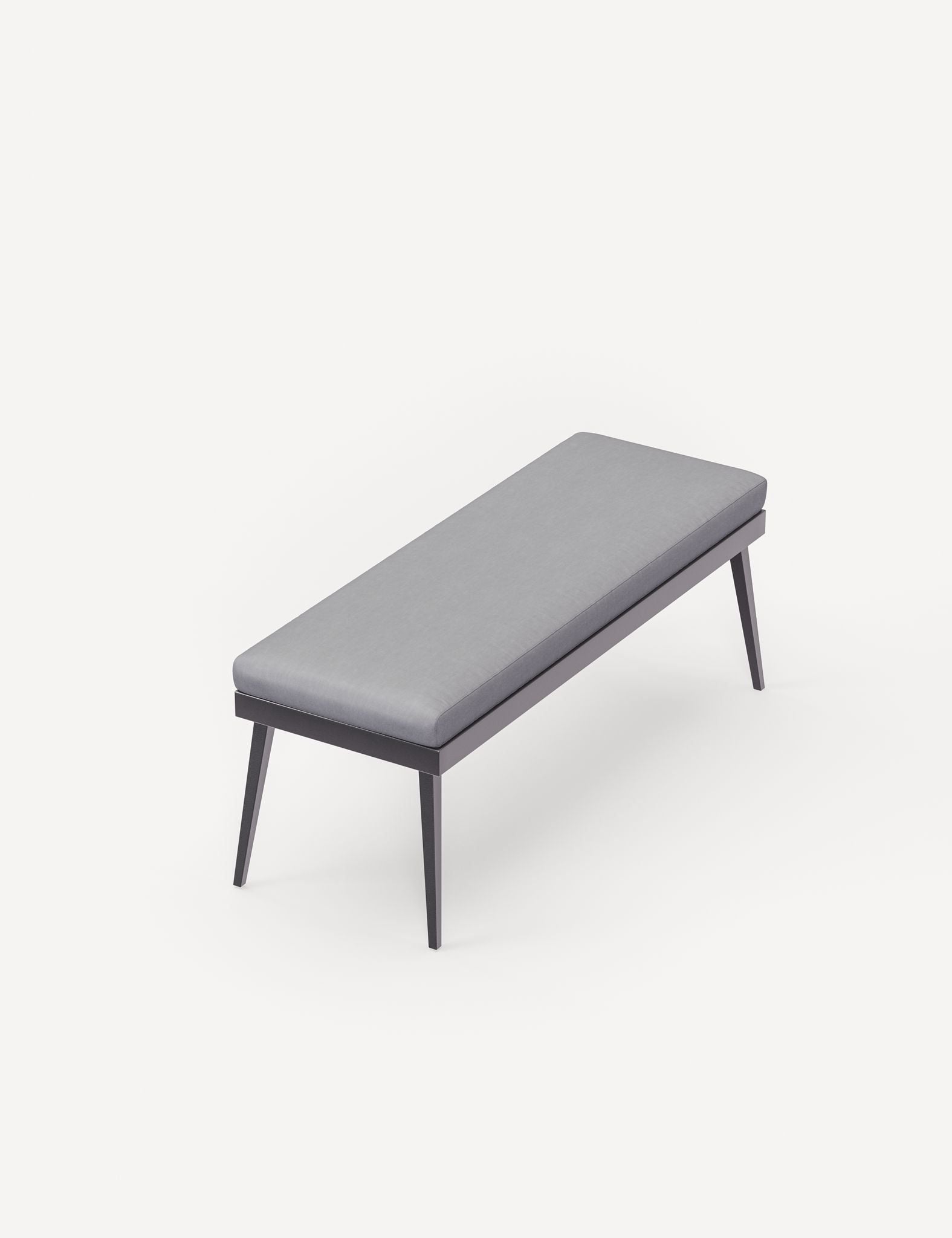 Image of Gray bench with metal legs on a white background