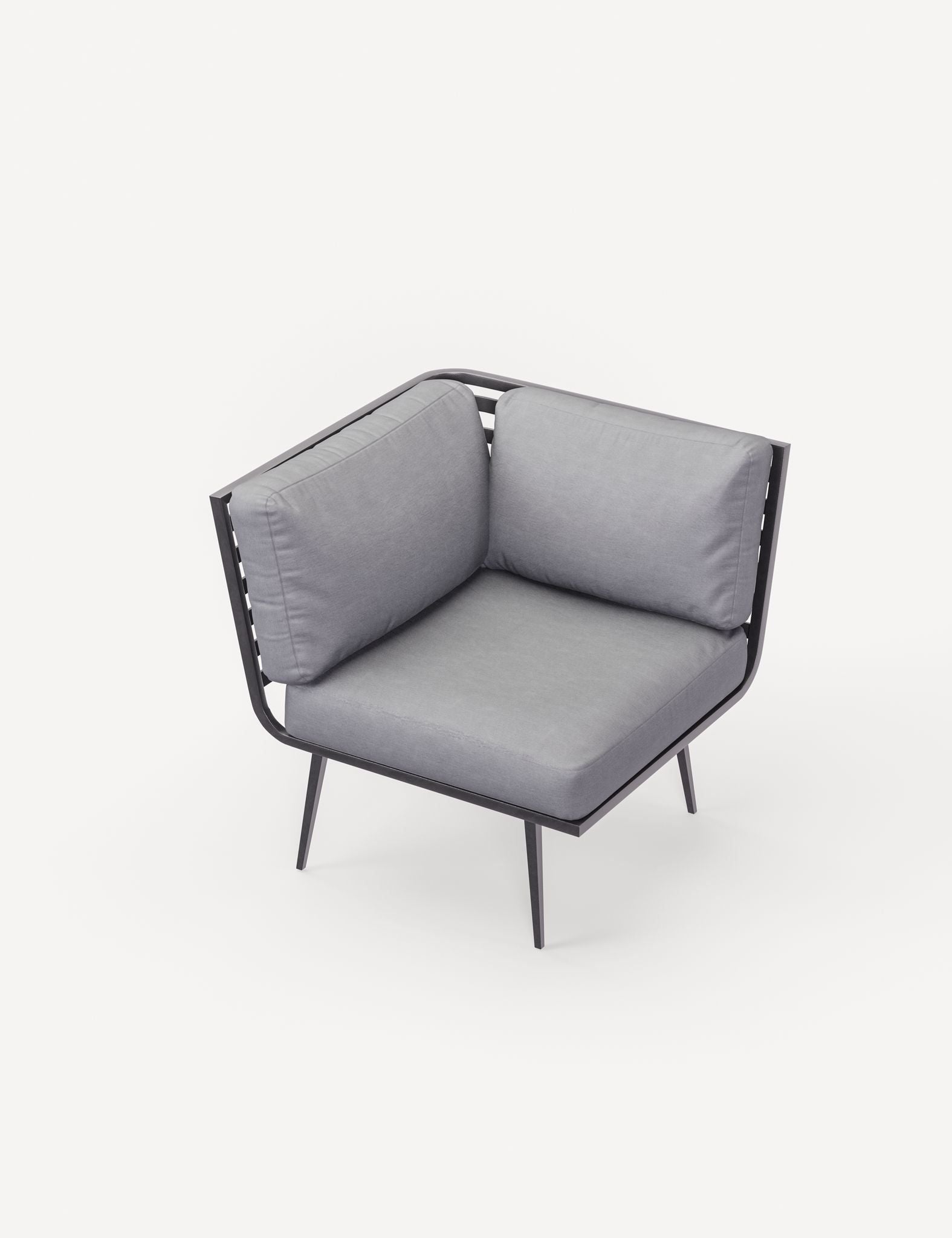 Image of Modern armchair with gray cushions on a white background