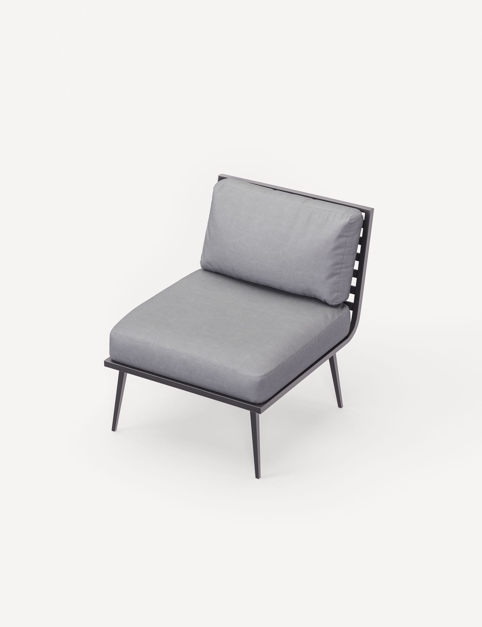 Image of Modern chair with gray cushion on a white background