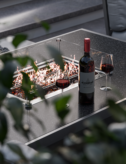 Mayfair Corner Lounging Set with Fire Pit Table and 1 Bench