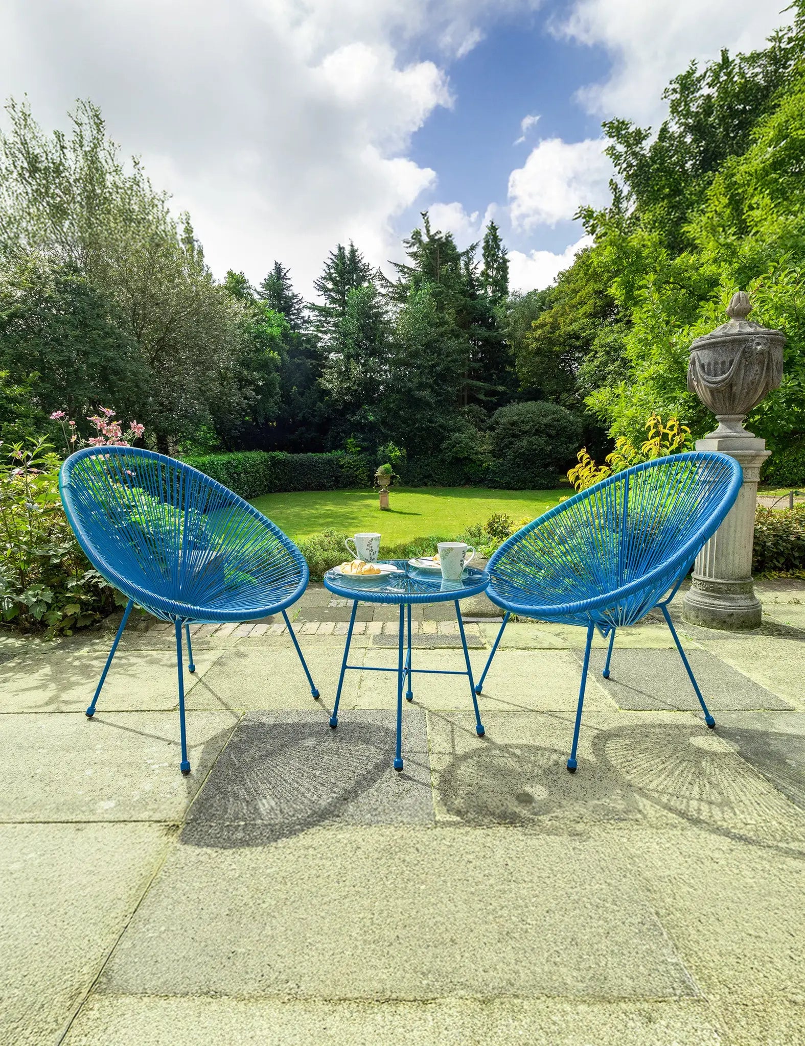 Image of Monaco 2 Seater Egg Chair Bistro Set - Light Blue