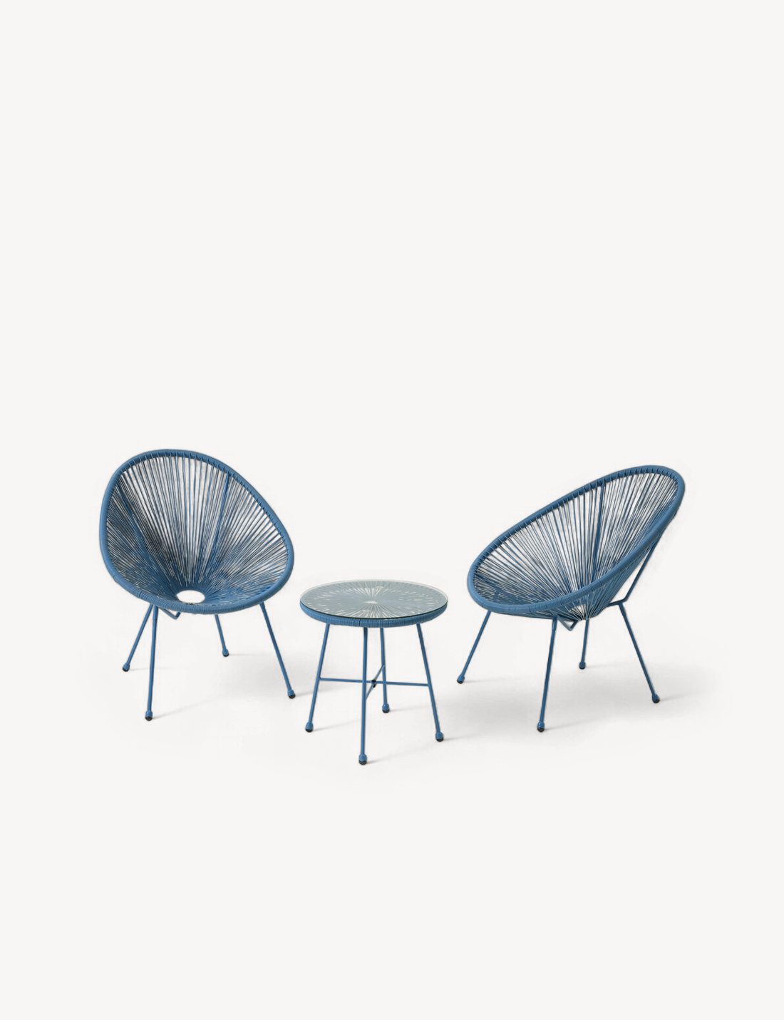 Monaco 2 Seater Egg Chair Bistro Set - Light Blue