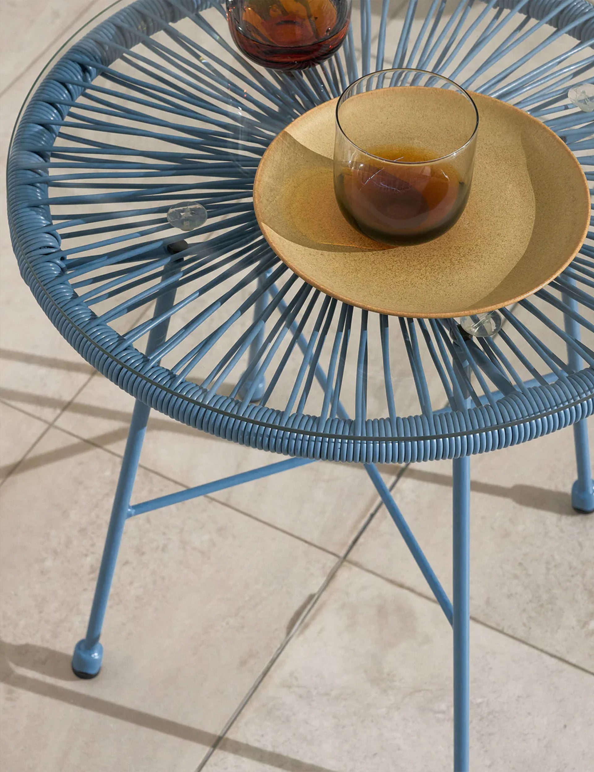 Monaco 2 Seater Egg Chair Bistro Set - Light Blue