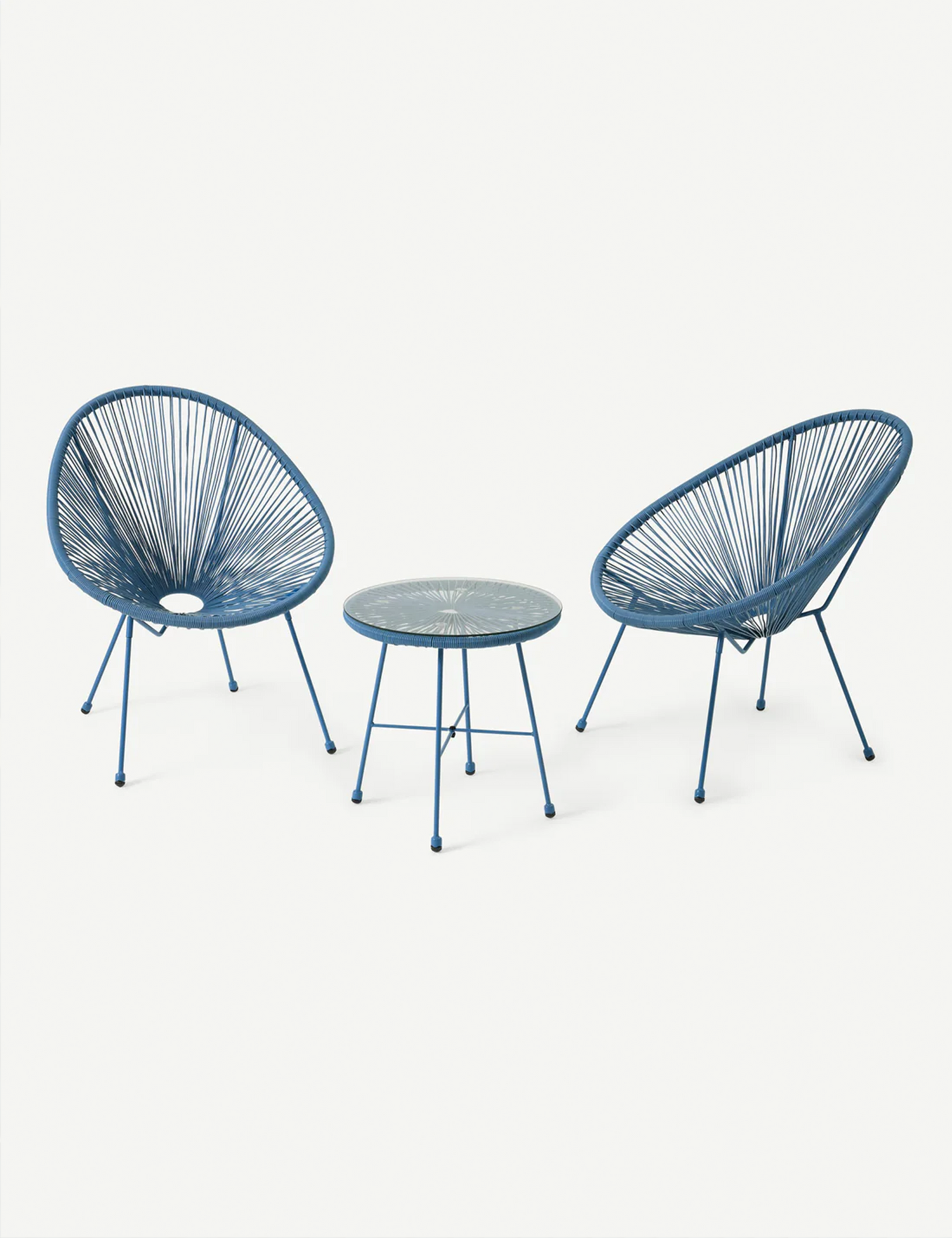 Monaco 2 Seater Egg Chair Bistro Set - Light Blue